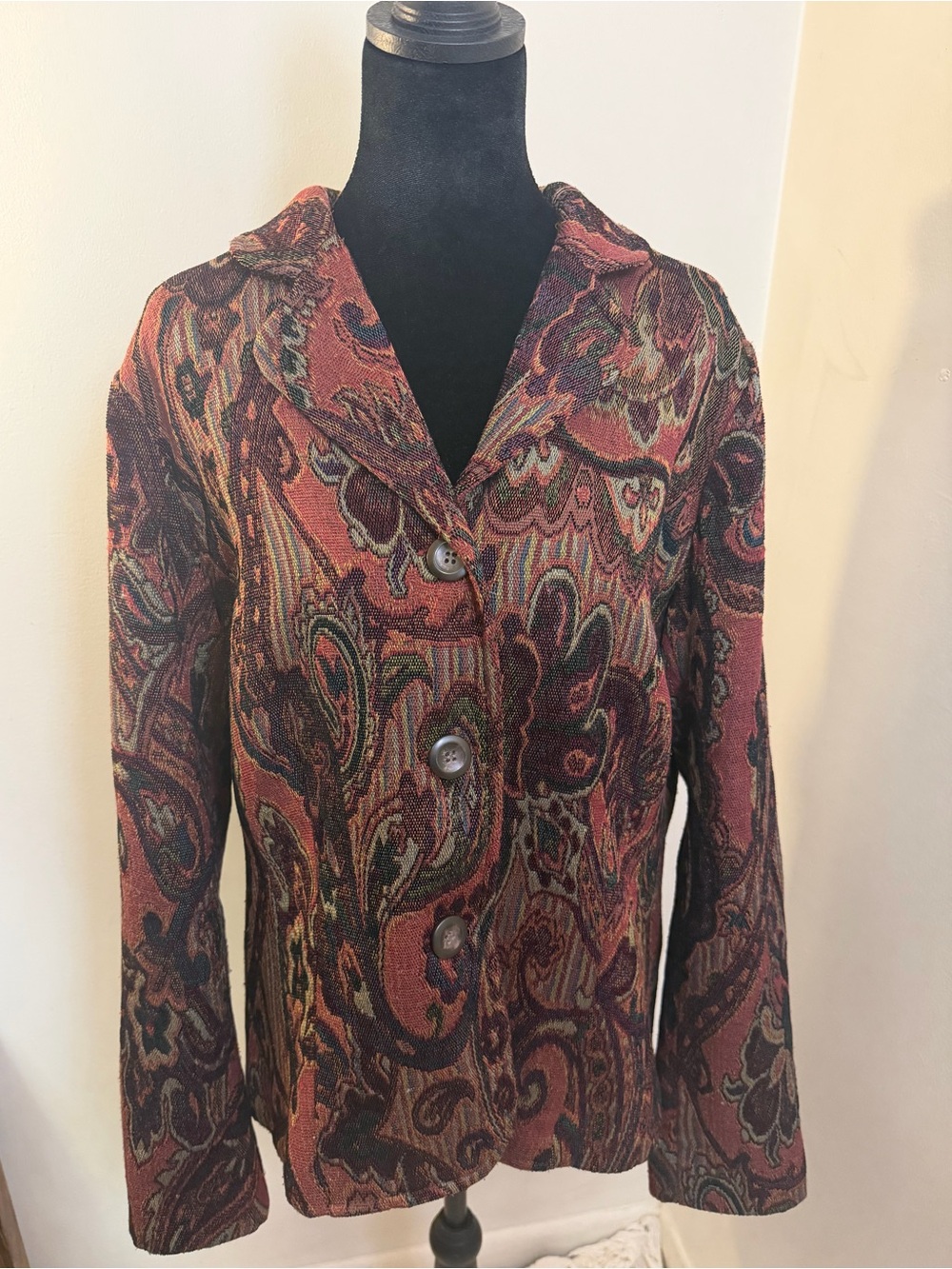 Coldwater Creek Multi-Color Paisley Blazer in Rust Tones